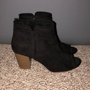 Peep toe heeled booties